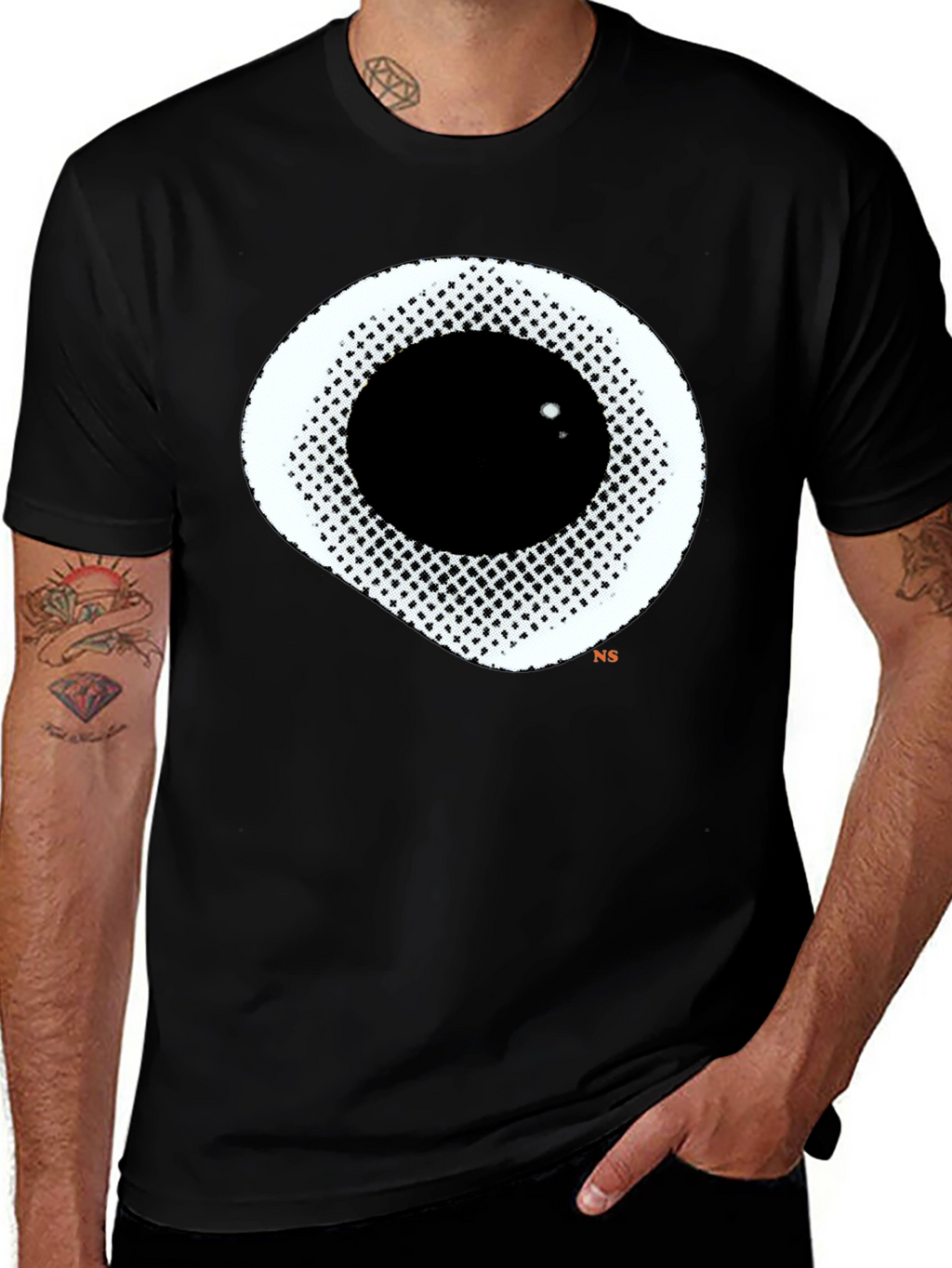 Abstract Eye Graphic Black T-Shirt