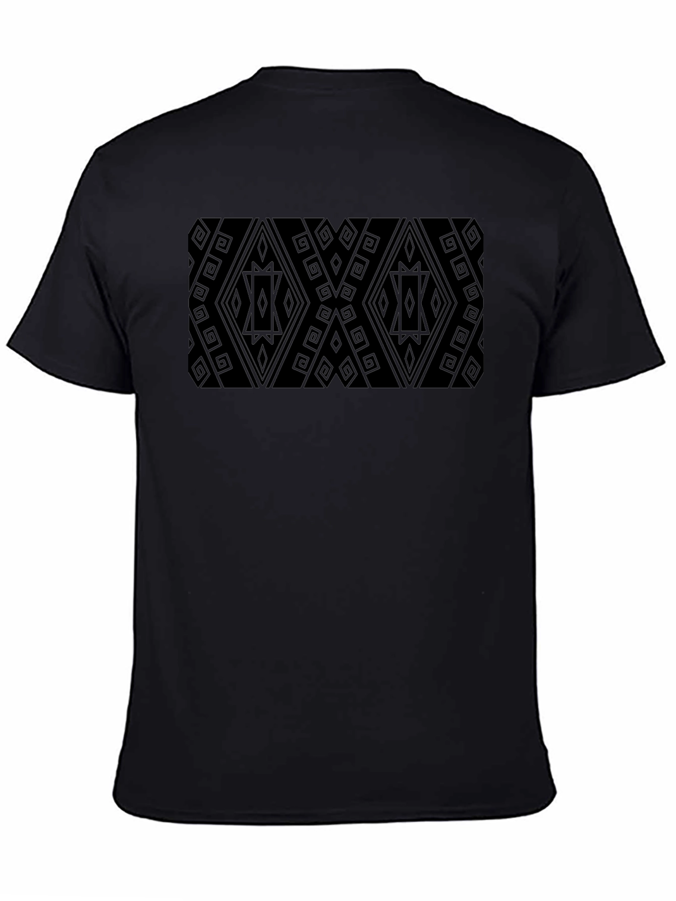 Patterned Black Tee - Modern Geometric Style
