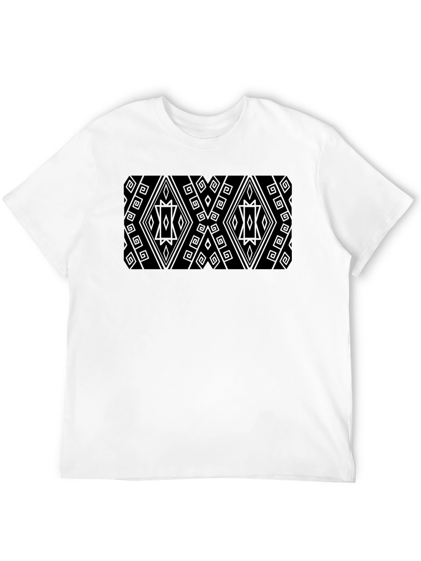 Patterned Black Tee - Modern Geometric Style