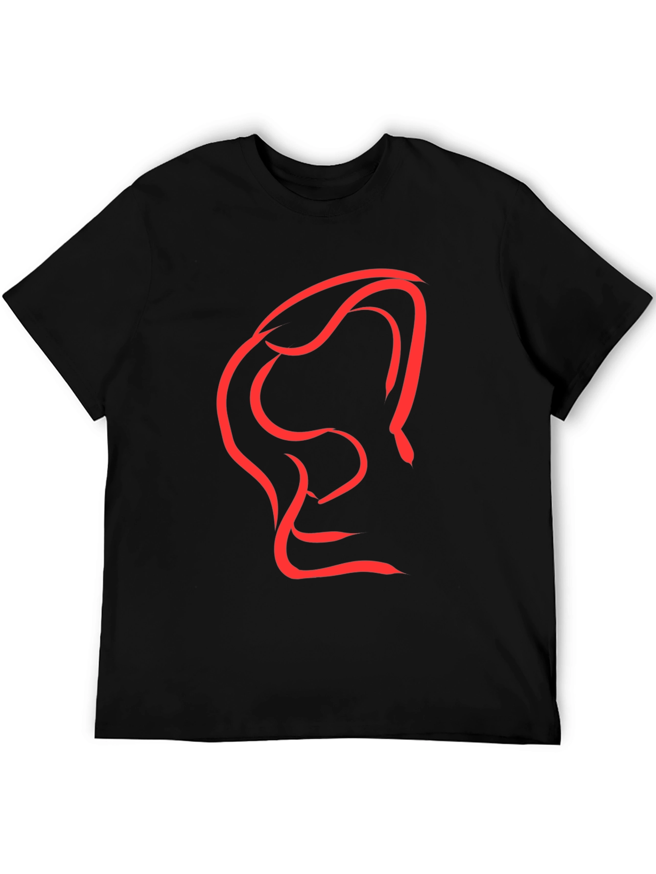 Abstract Red Graphic Print Black T-Shirt
