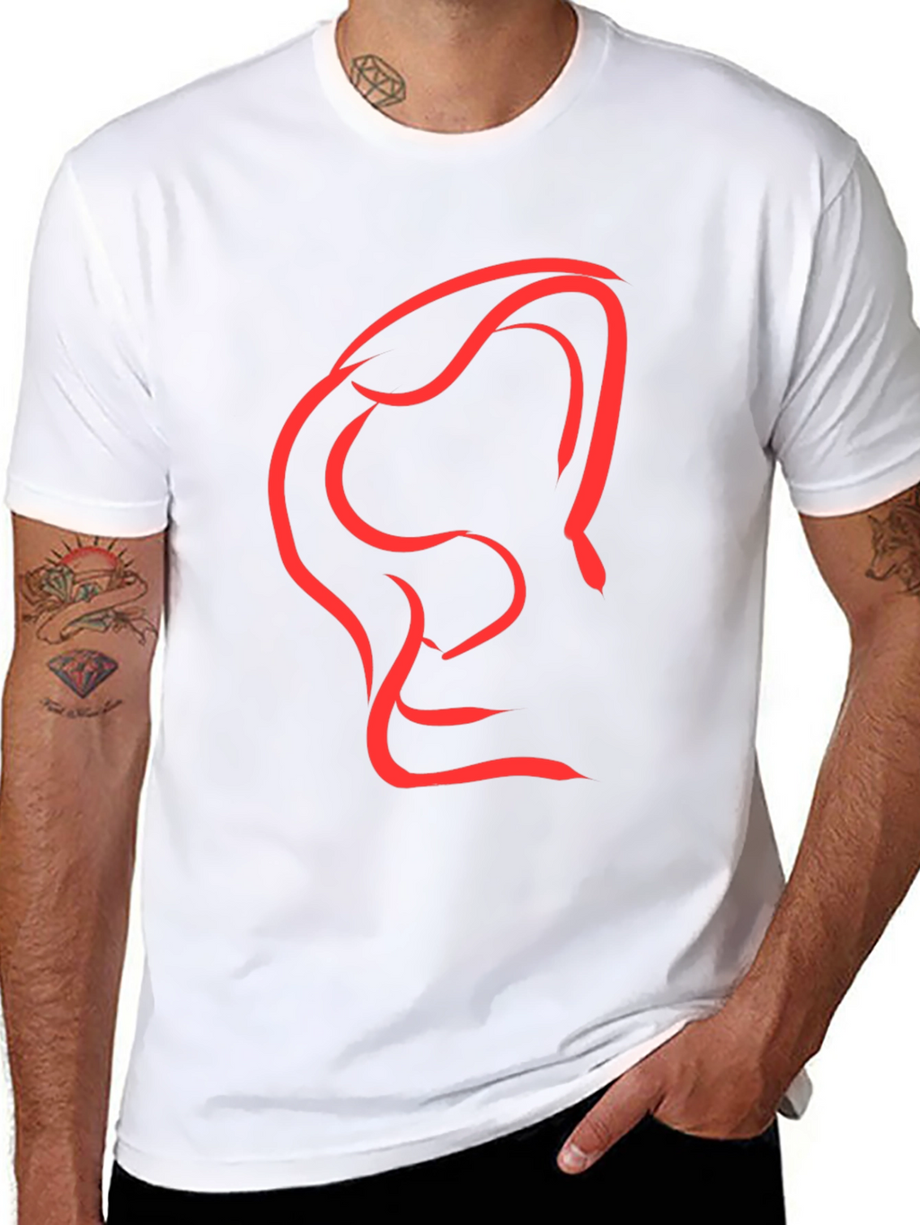 Abstract Red Graphic Print Black T-Shirt