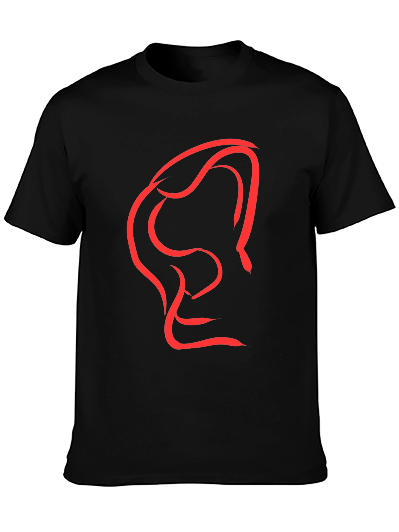 Abstract Red Graphic Print Black T-Shirt