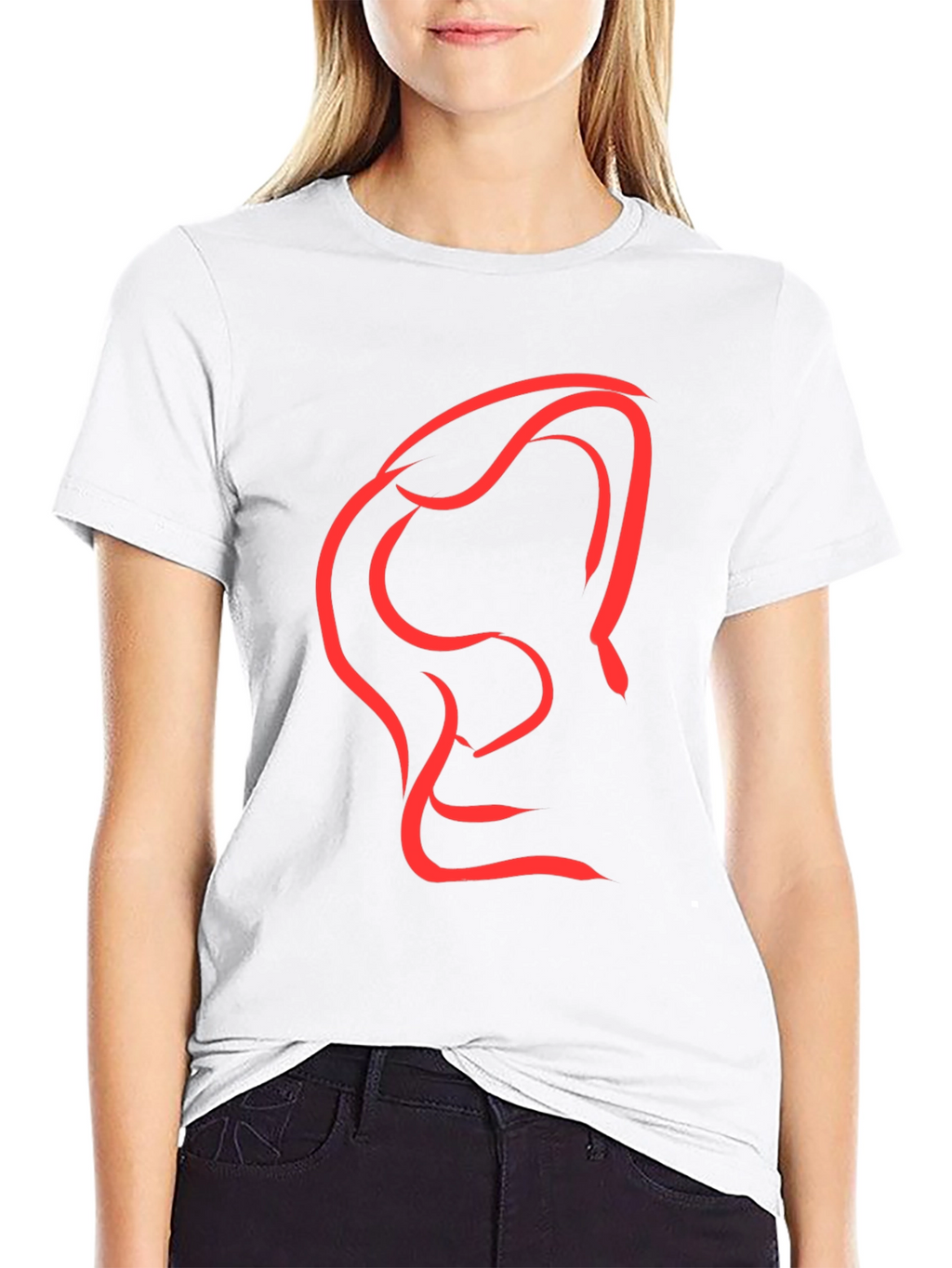 Abstract Red Graphic Print Black T-Shirt