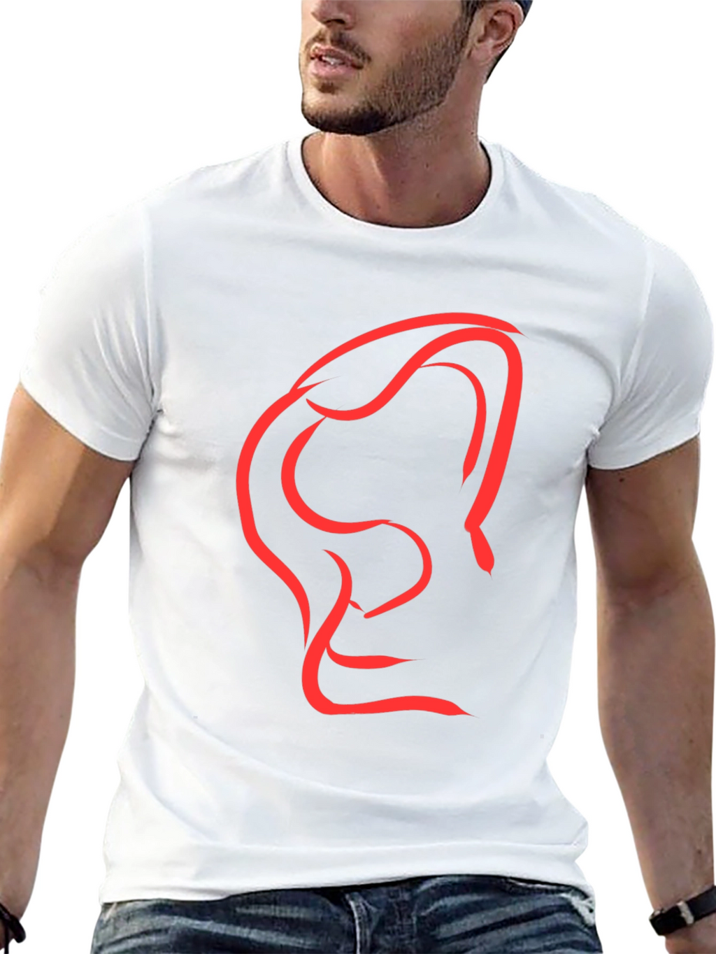 Abstract Red Graphic Print Black T-Shirt