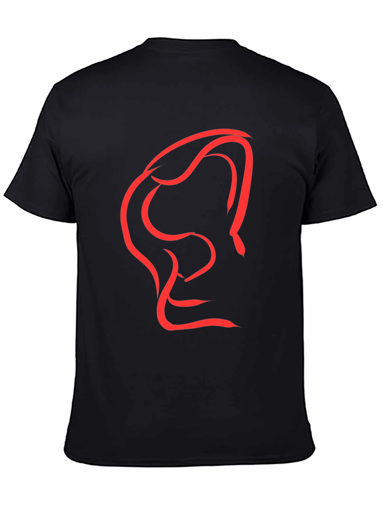 Abstract Red Graphic Print Black T-Shirt