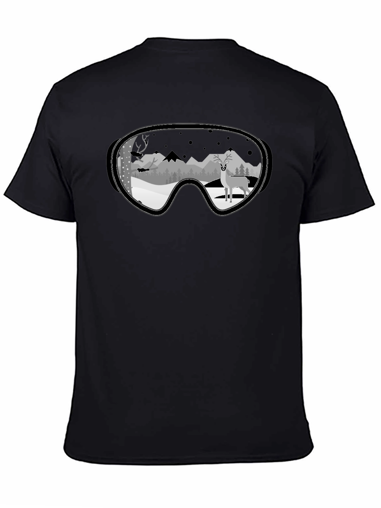 Winter Deer Goggle Graphic Tee - Black
