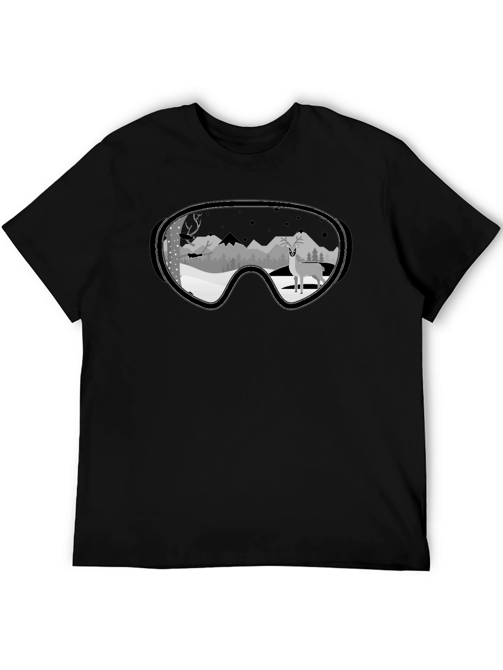 Winter Deer Goggle Graphic Tee - Black