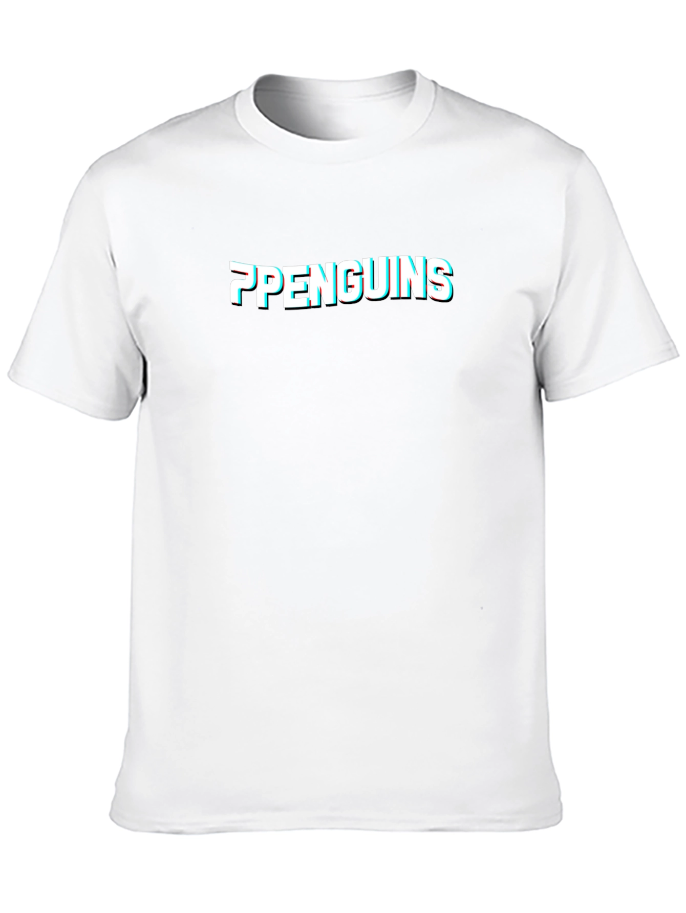 Penguins Glitch Graphic Black T-Shirt
