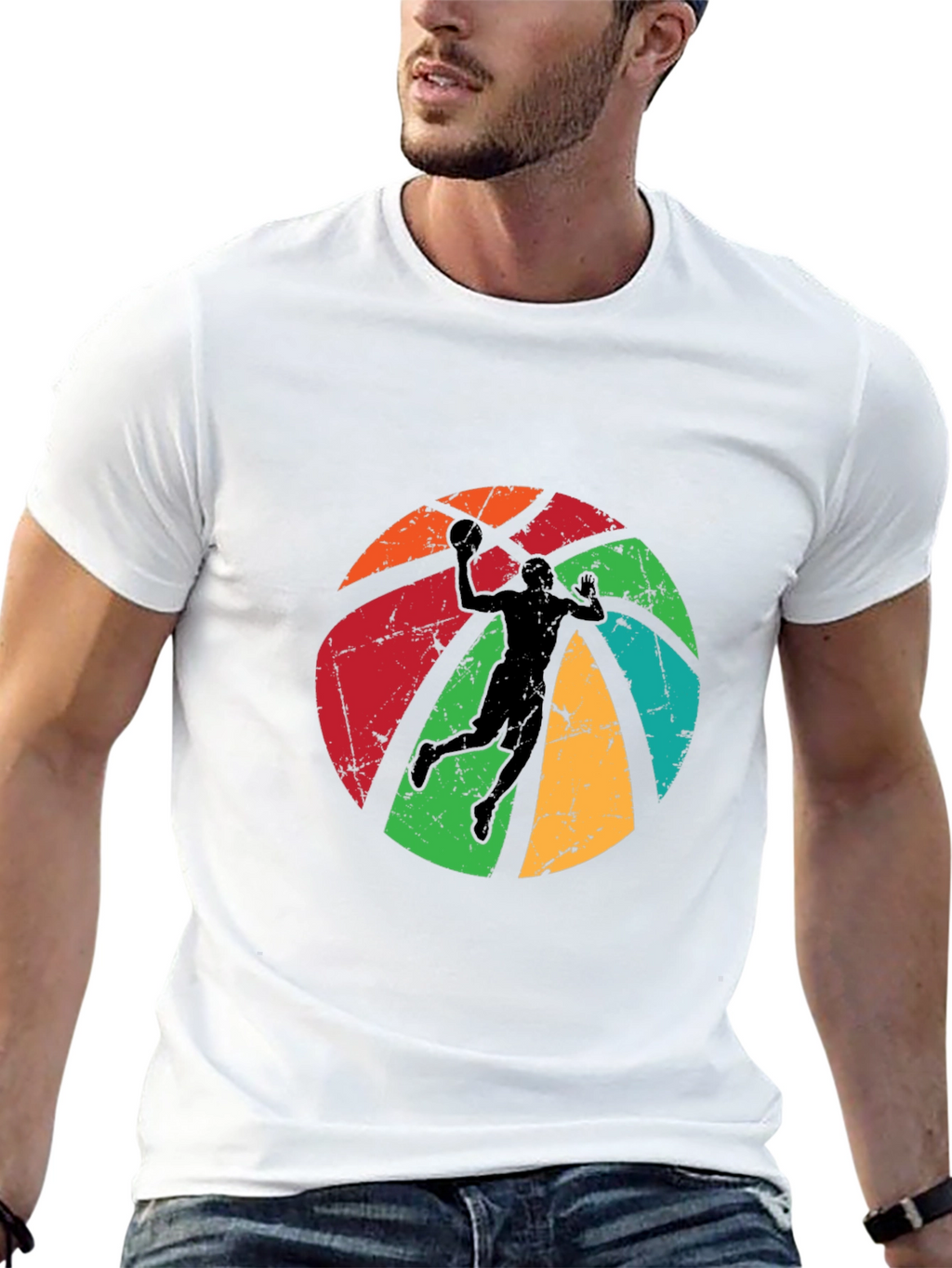 Retro Basketball Player Graphic Black T-Shirt