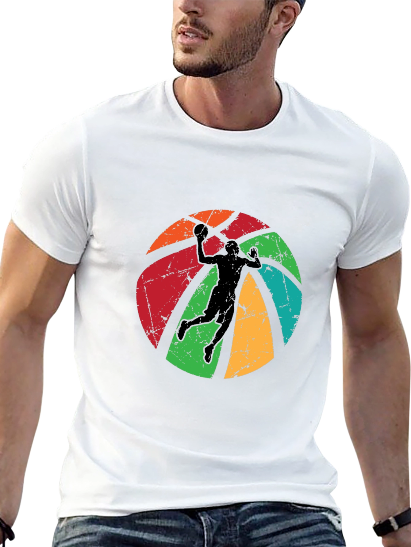 Retro Basketball Player Graphic Black T-Shirt