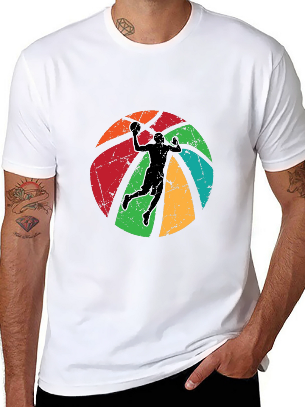 Retro Basketball Player Graphic Black T-Shirt