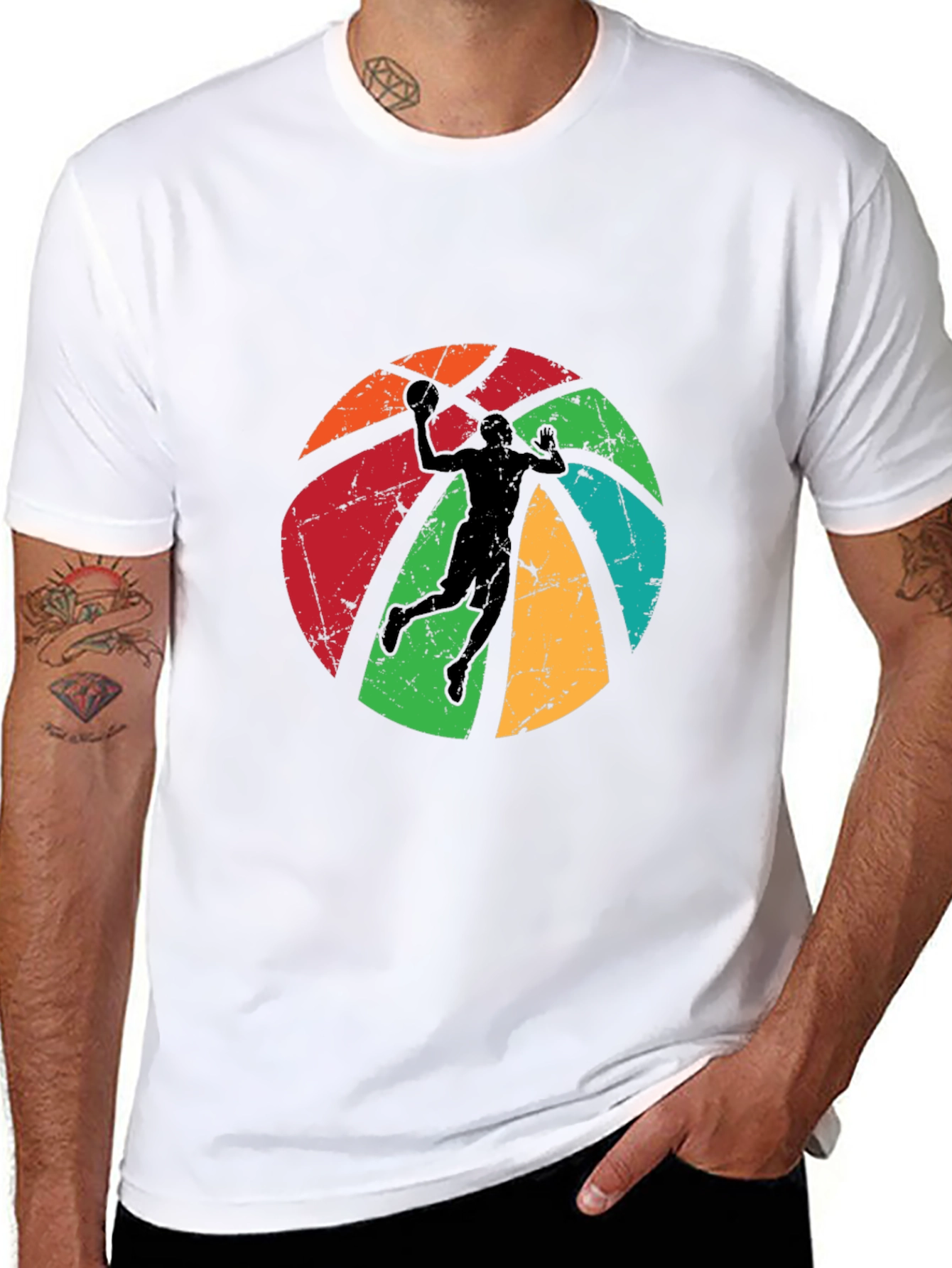 Retro Basketball Player Graphic Black T-Shirt
