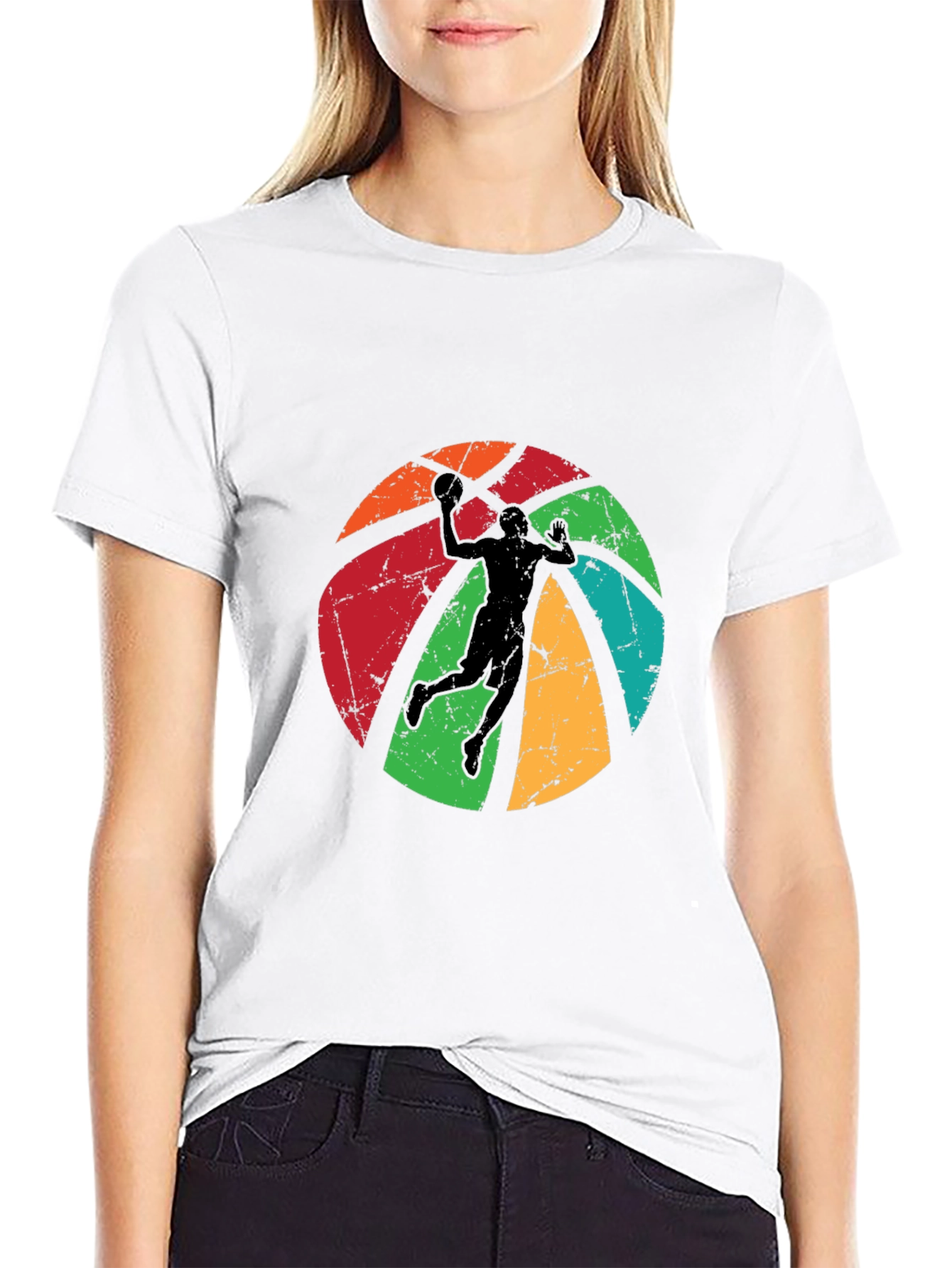 Retro Basketball Player Graphic Black T-Shirt