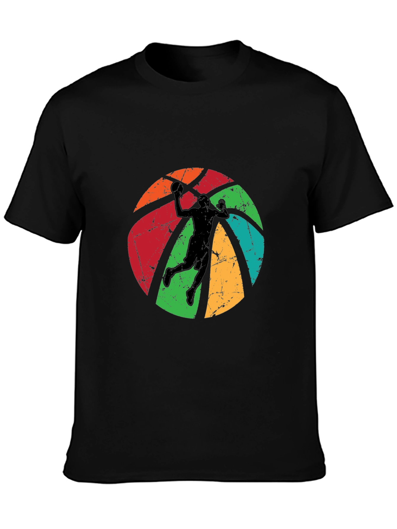 Retro Basketball Player Graphic Black T-Shirt