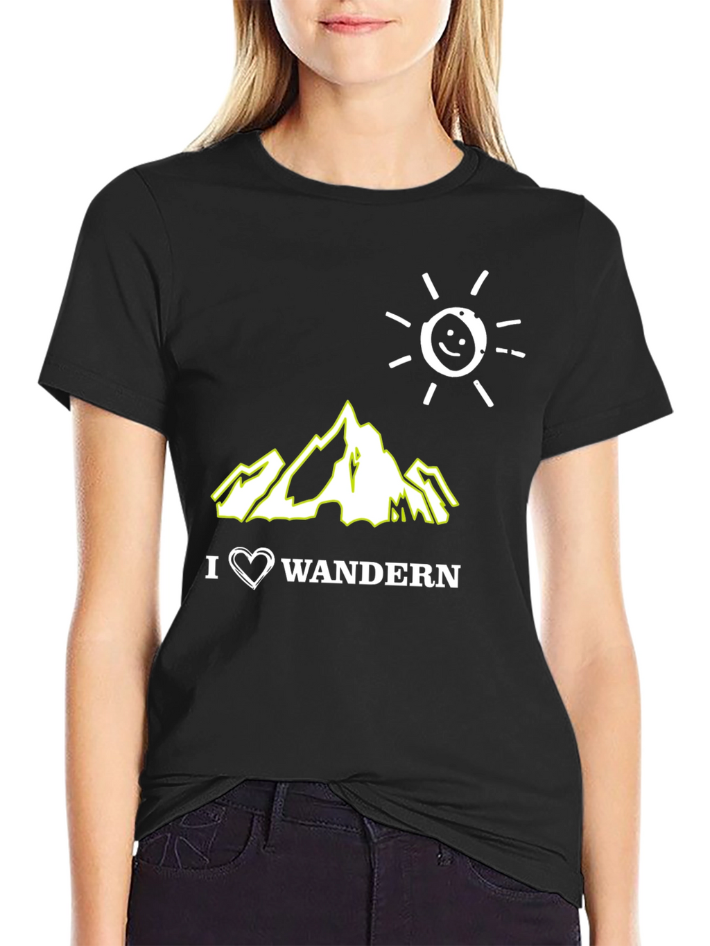 I Love Wandern Black Graphic T-Shirt