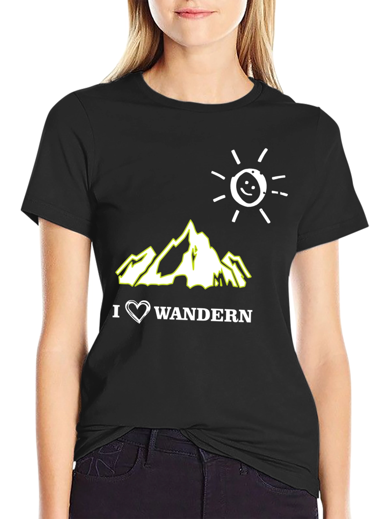 I Love Wandern Black Graphic T-Shirt