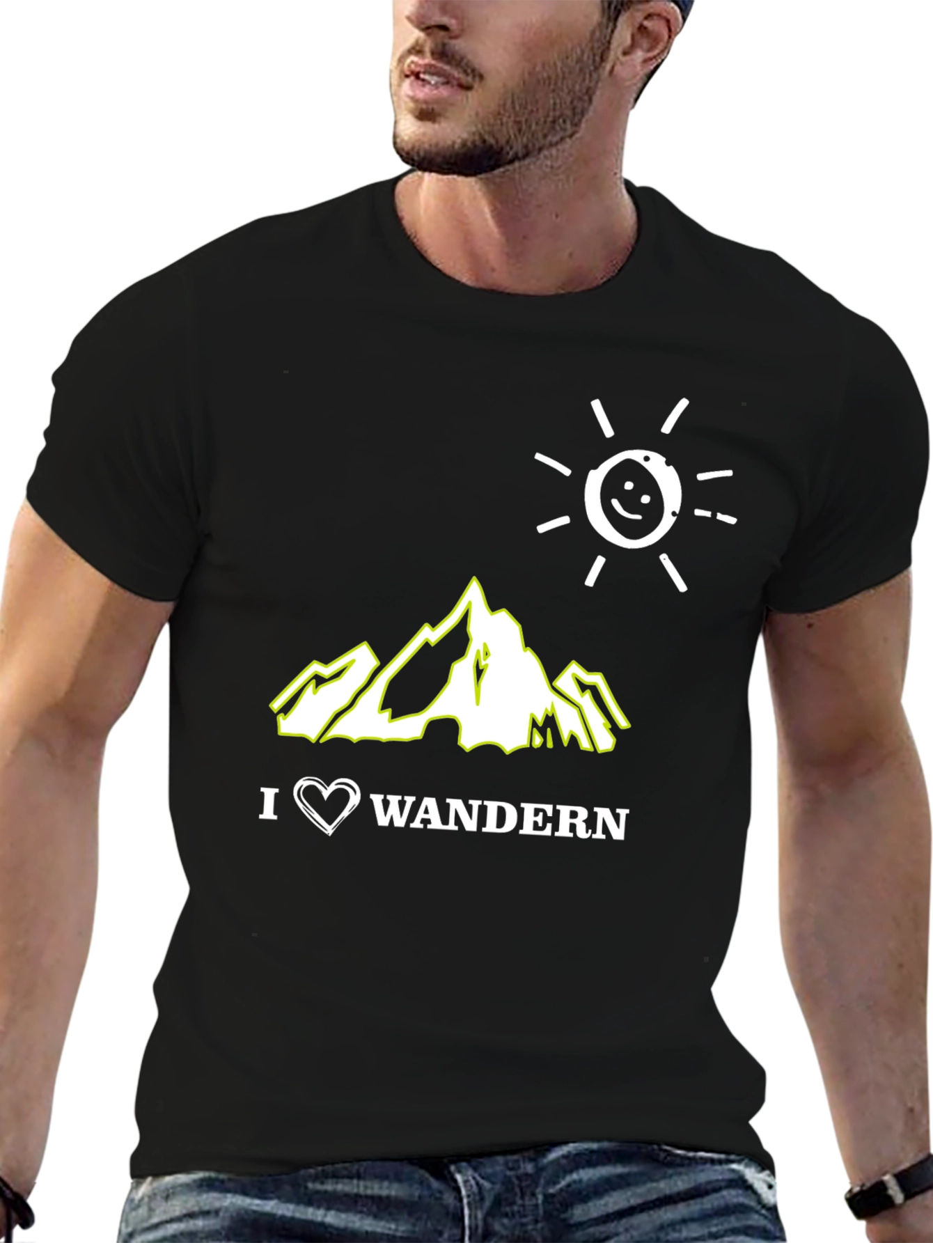 I Love Wandern Black Graphic T-Shirt