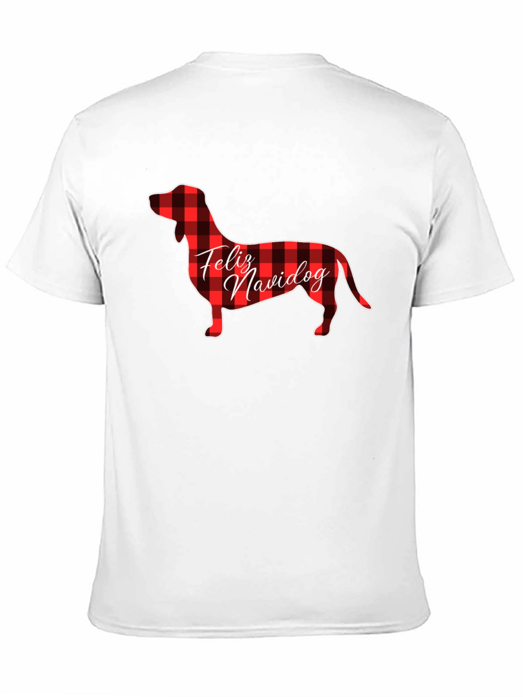 Feliz Navidog Plaid Dachshund Black T-Shirt