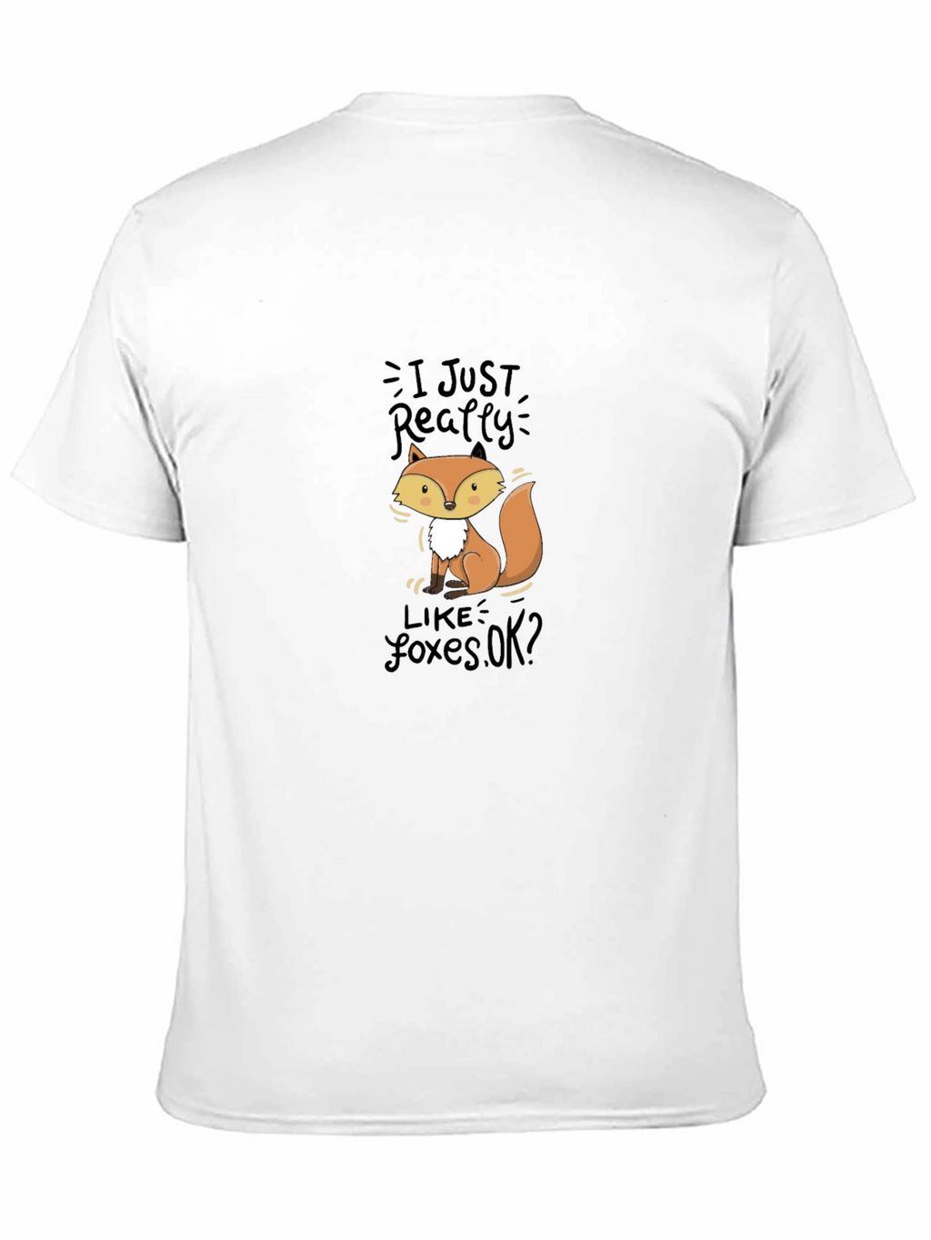 Cute Fox Graphic Black T-Shirt