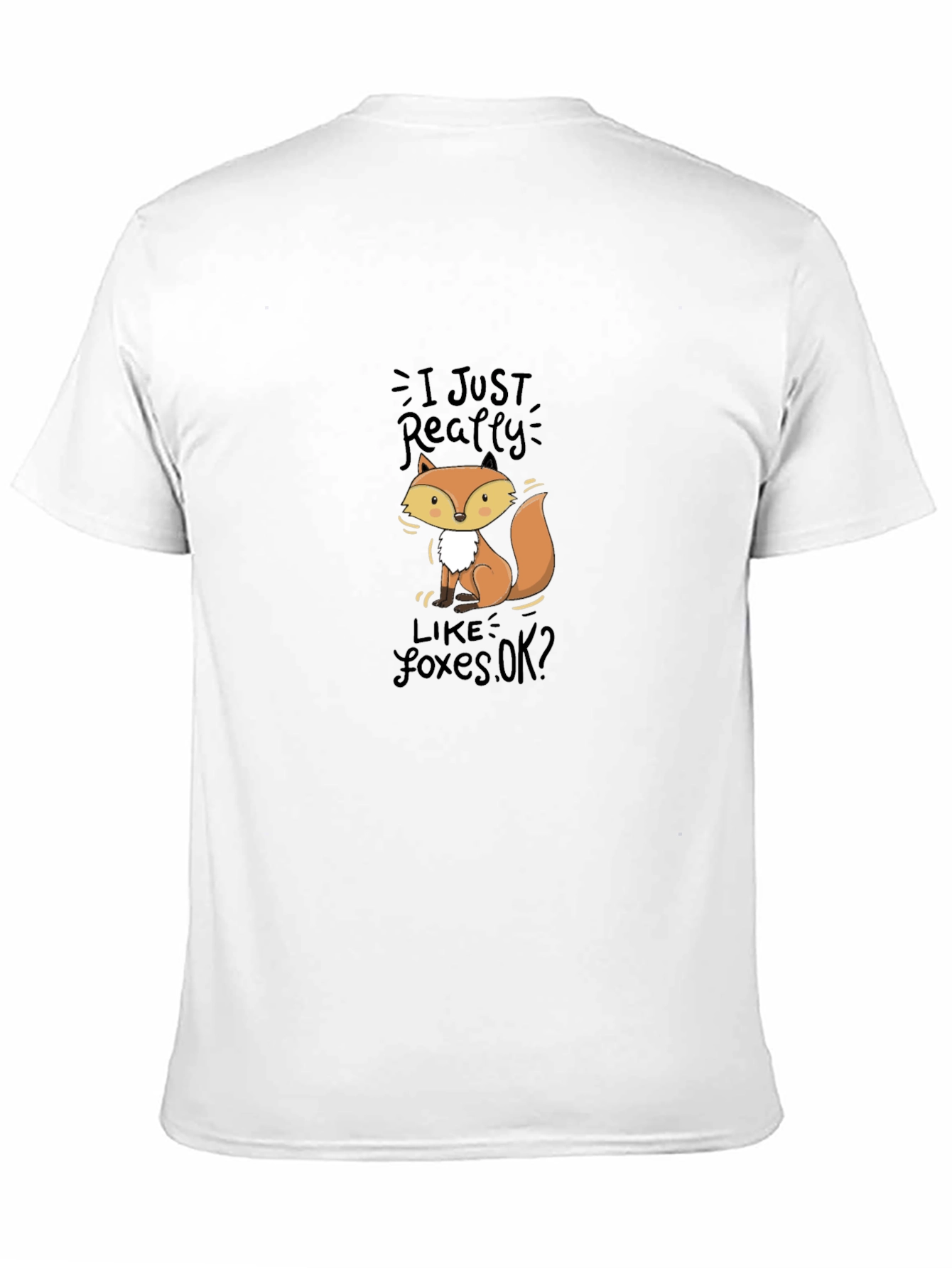 Cute Fox Graphic Black T-Shirt