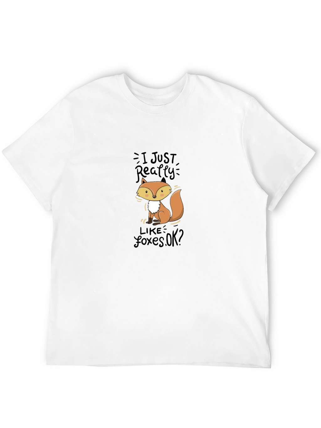 Cute Fox Graphic Black T-Shirt