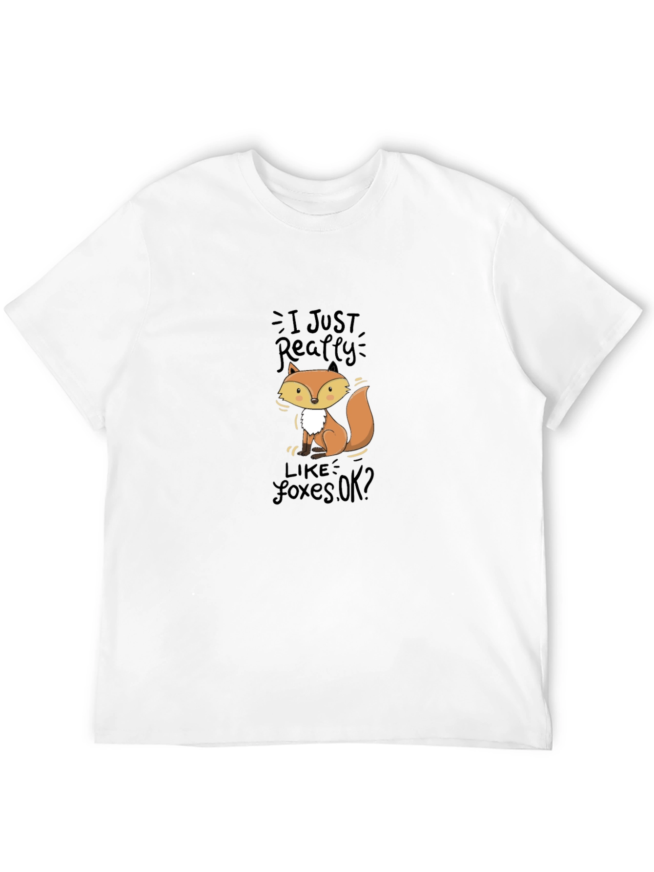 Cute Fox Graphic Black T-Shirt
