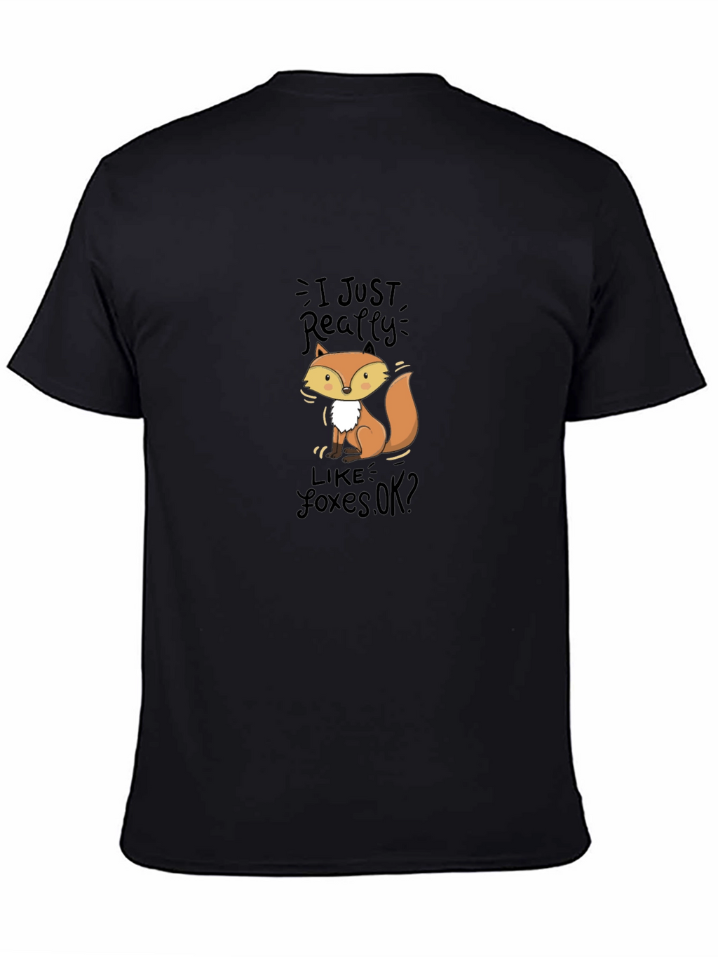 Cute Fox Graphic Black T-Shirt