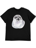 Cute Seal Graphic T-Shirt - Black Cotton Tee