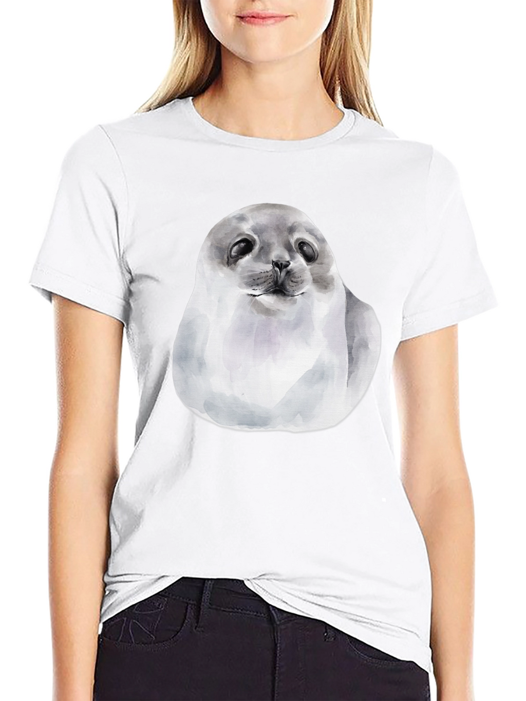 Cute Seal Graphic T-Shirt - Black Cotton Tee