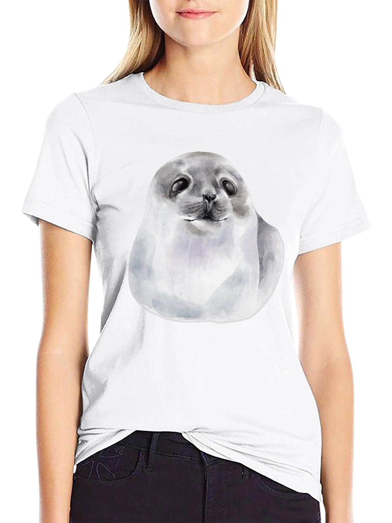 Cute Seal Graphic T-Shirt - Black Cotton Tee
