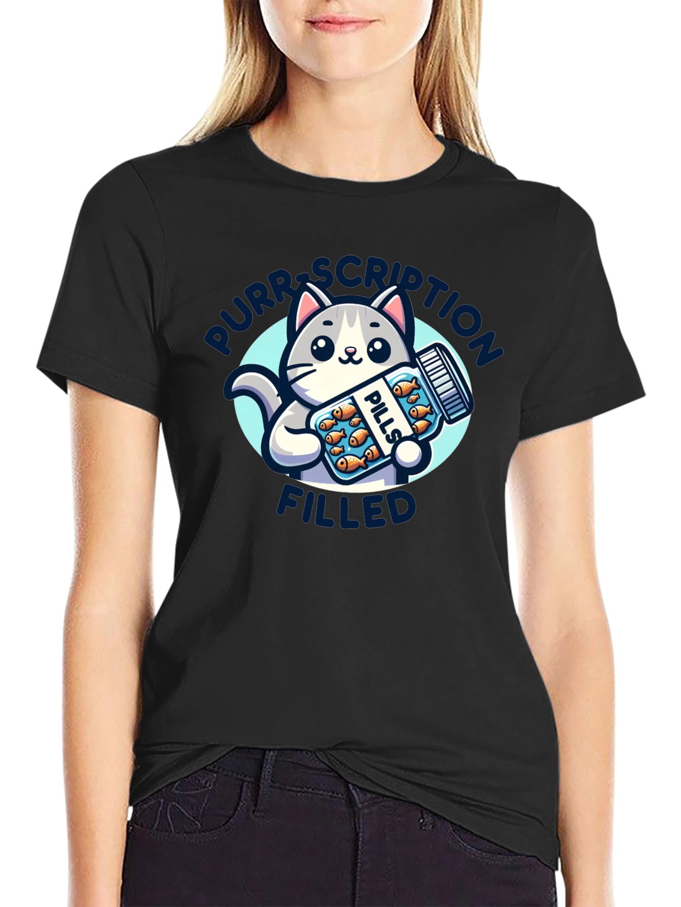 Purrscription Filled Cat Pill Bottle T-Shirt