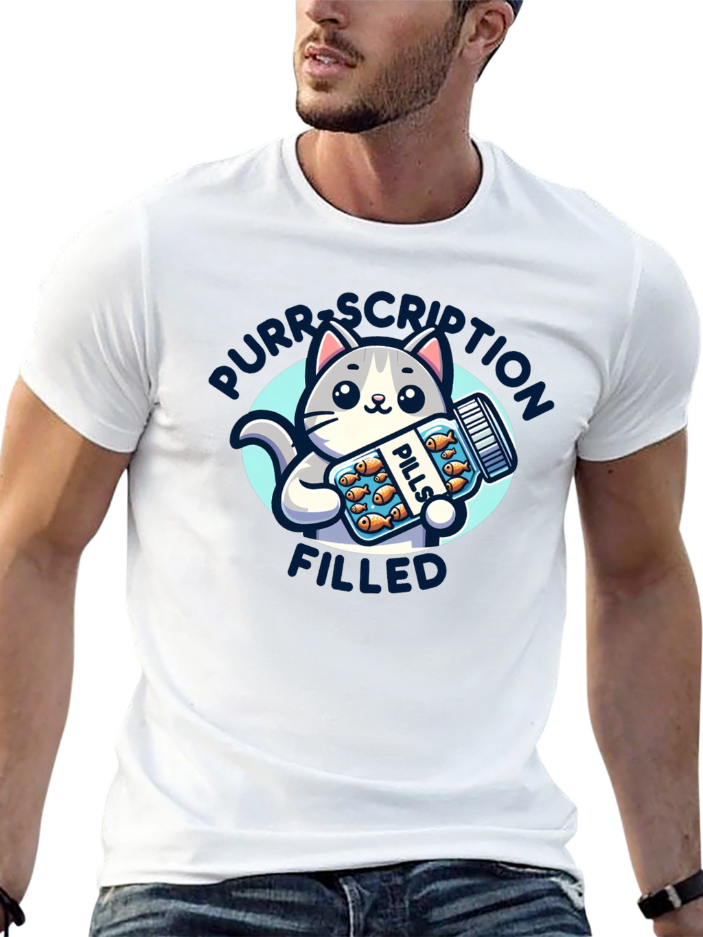 Purrscription Filled Cat Pill Bottle T-Shirt