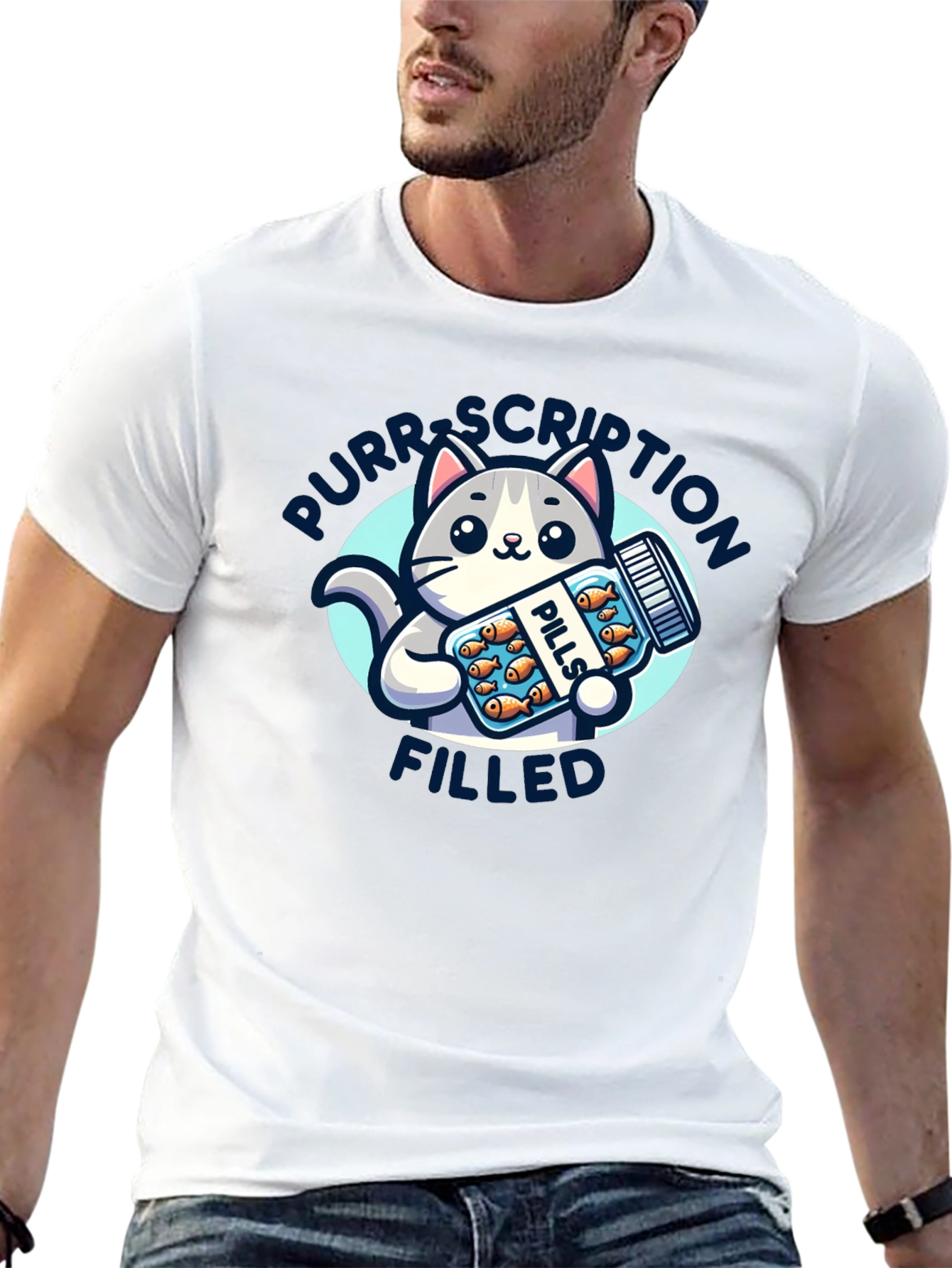 Purrscription Filled Cat Pill Bottle T-Shirt