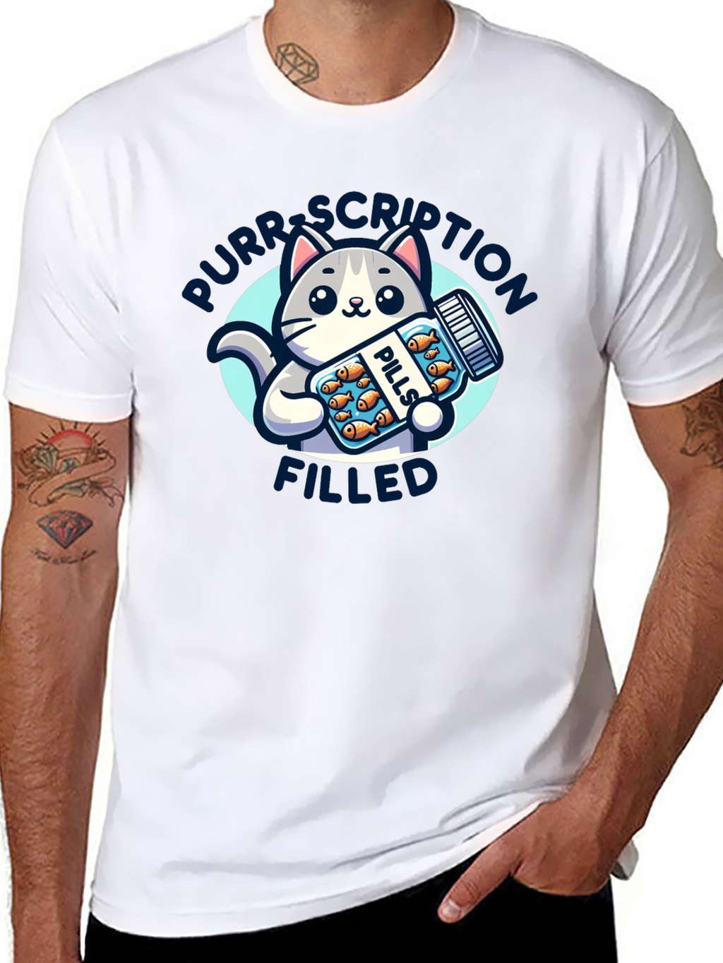 Purrscription Filled Cat Pill Bottle T-Shirt