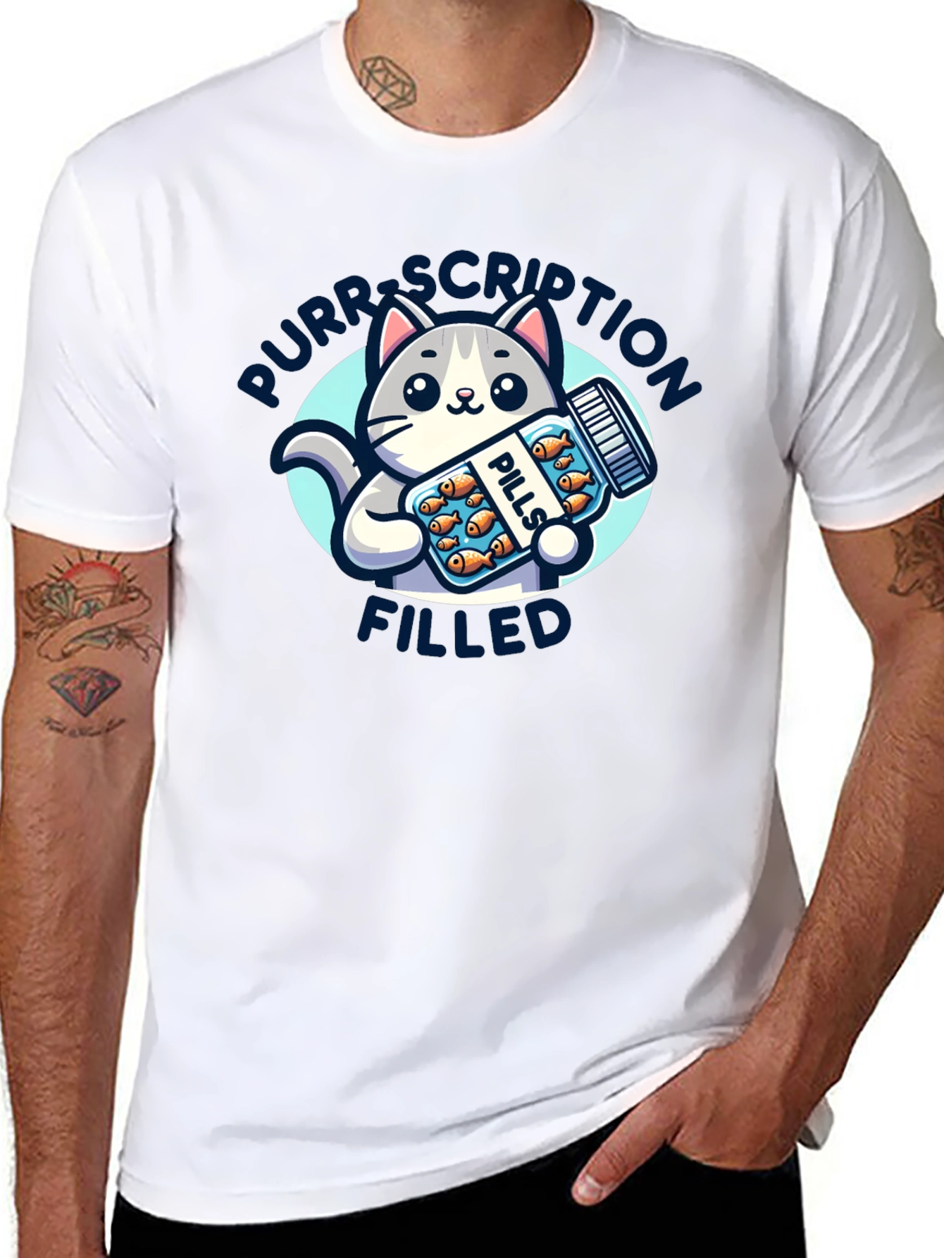 Purrscription Filled Cat Pill Bottle T-Shirt