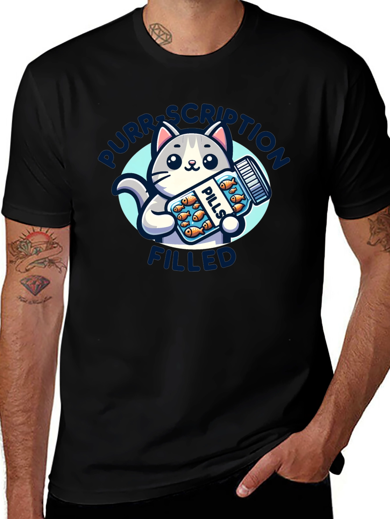Purrscription Filled Cat Pill Bottle T-Shirt