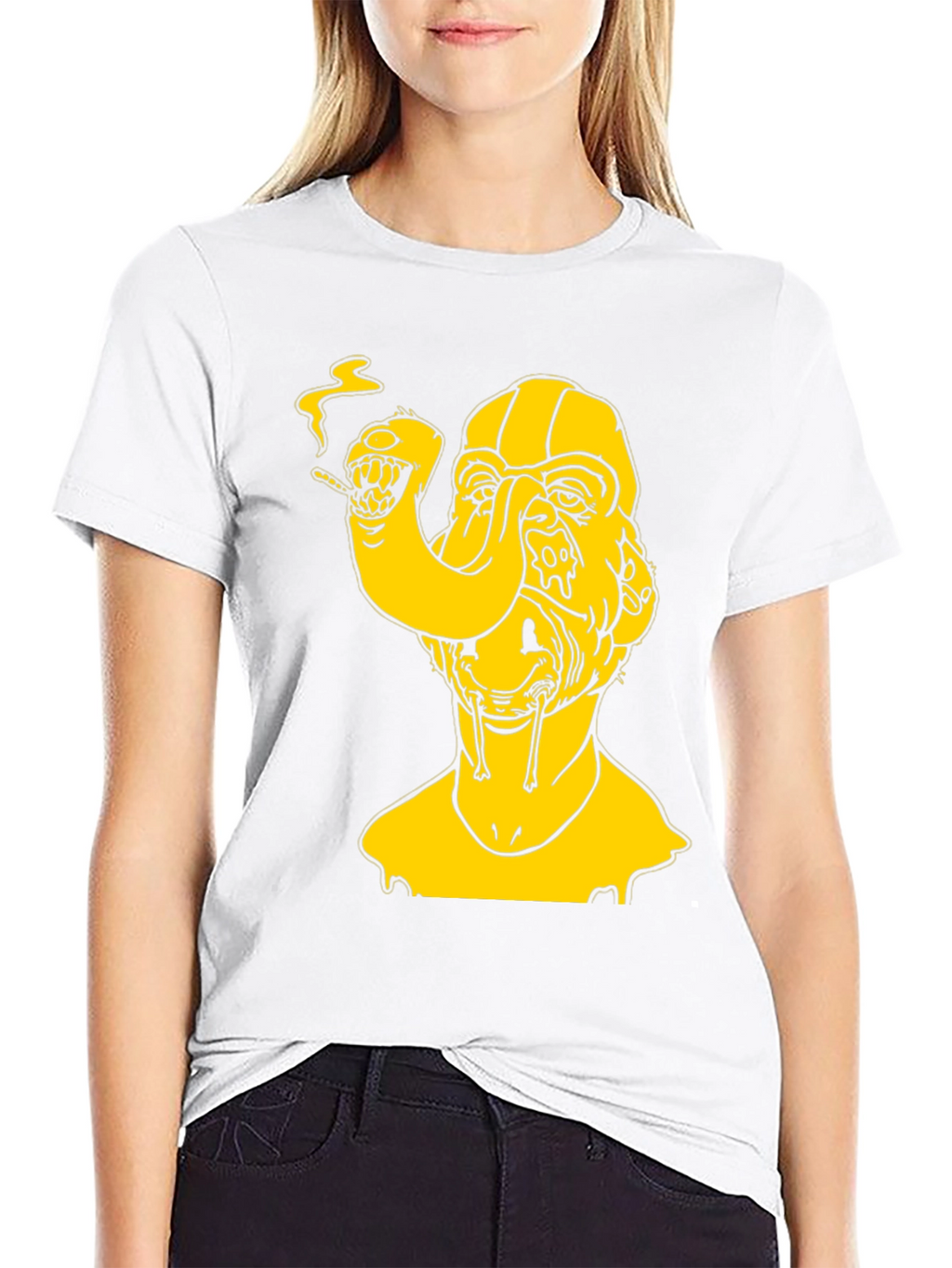 Surreal Yellow Graphic Tee - Black Cotton T-Shirt