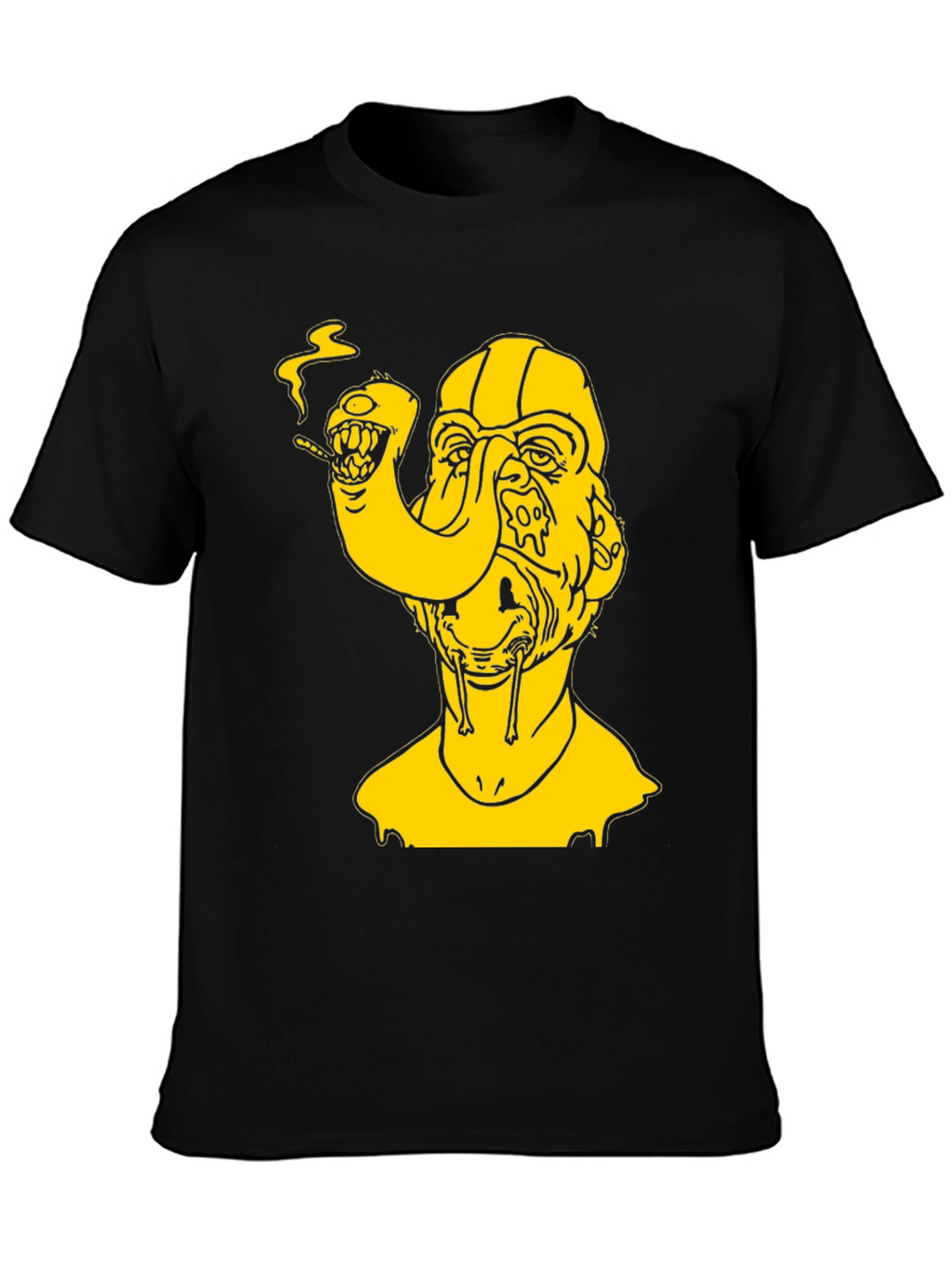 Surreal Yellow Graphic Tee - Black Cotton T-Shirt