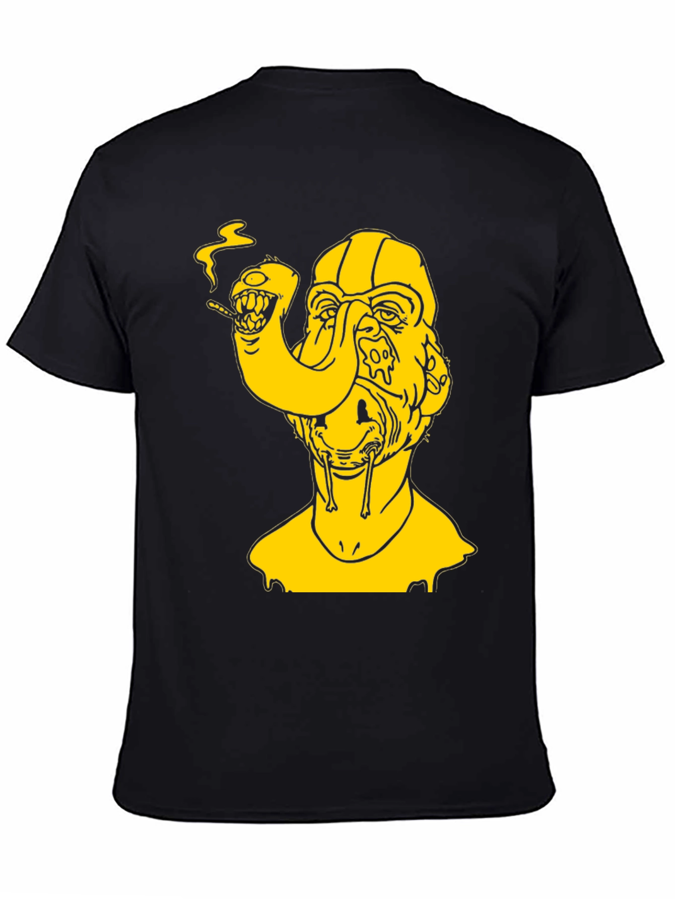Surreal Yellow Graphic Tee - Black Cotton T-Shirt