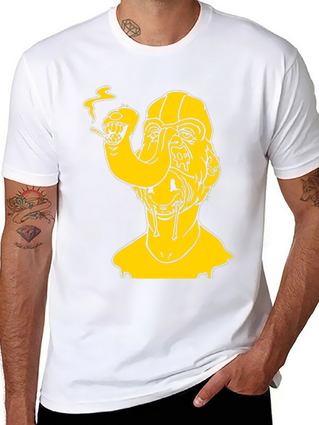 Surreal Yellow Graphic Tee - Black Cotton T-Shirt