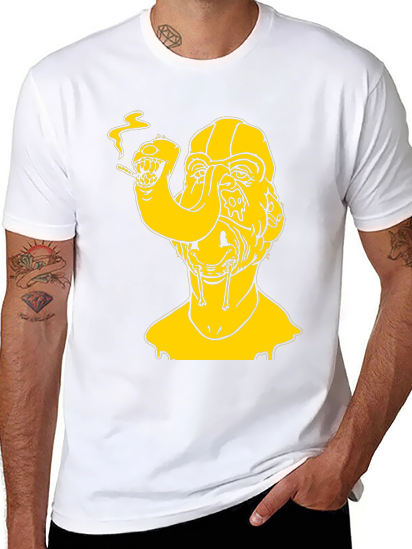 Surreal Yellow Graphic Tee - Black Cotton T-Shirt
