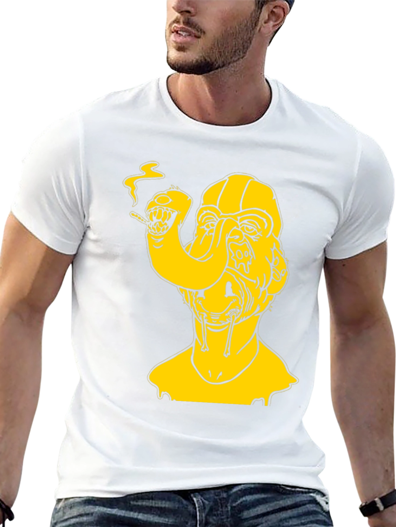 Surreal Yellow Graphic Tee - Black Cotton T-Shirt