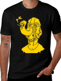Surreal Yellow Graphic Tee - Black Cotton T-Shirt