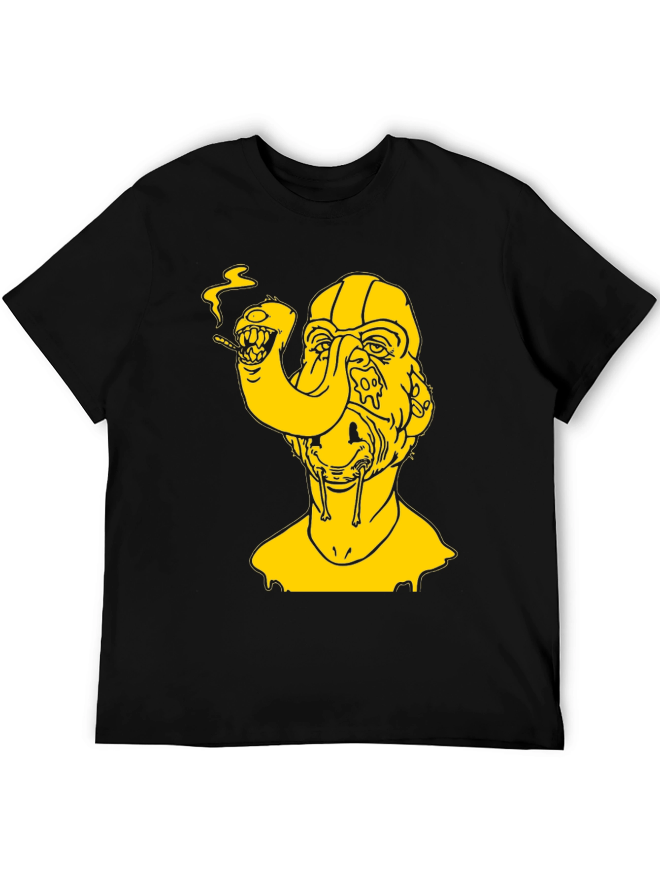 Surreal Yellow Graphic Tee - Black Cotton T-Shirt