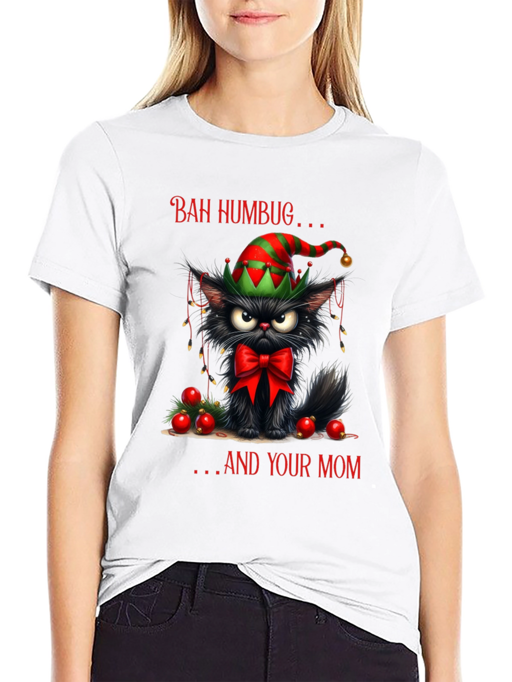 Bah Humbug Cat Christmas T-Shirt