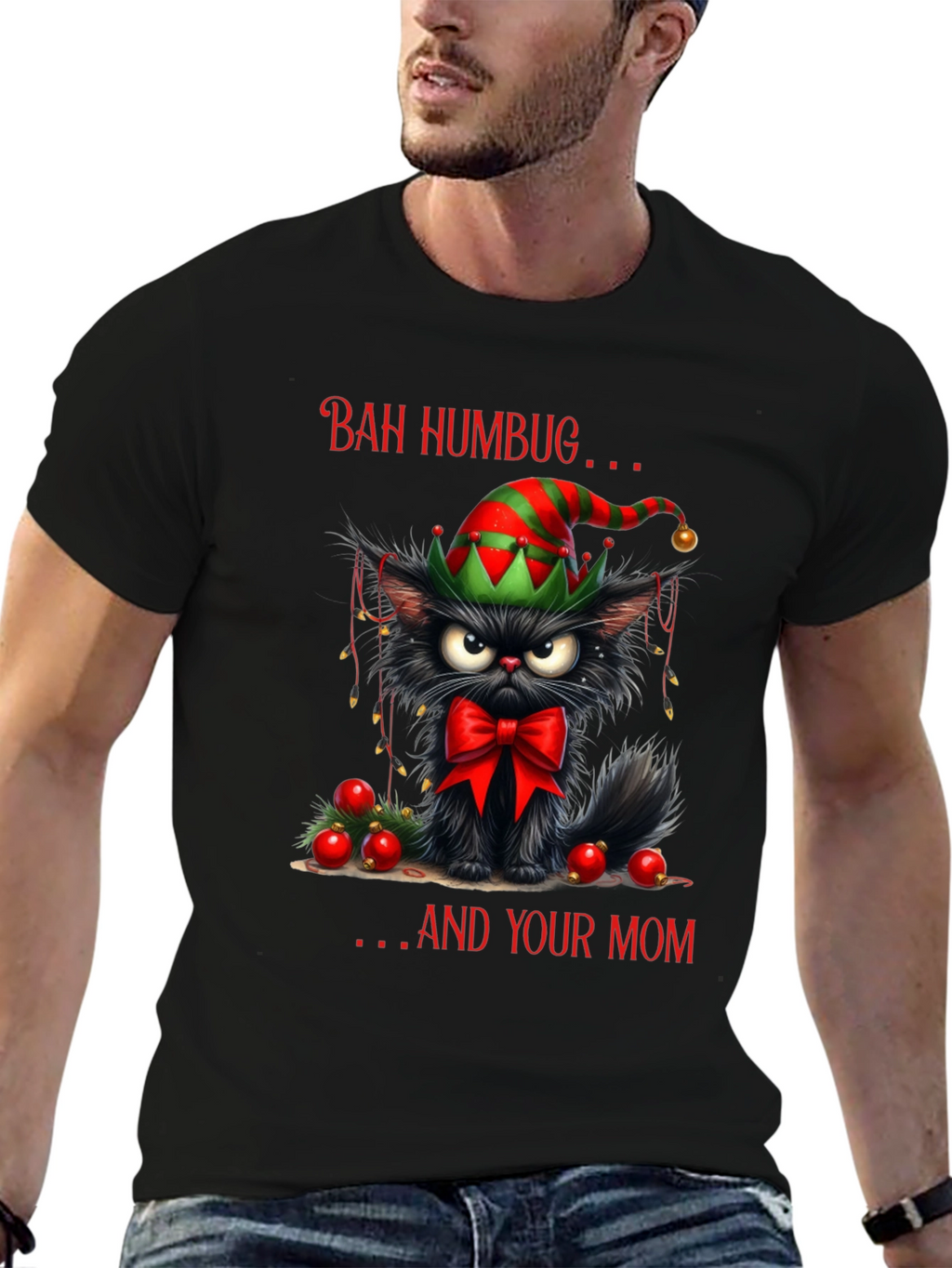 Bah Humbug Cat Christmas T-Shirt