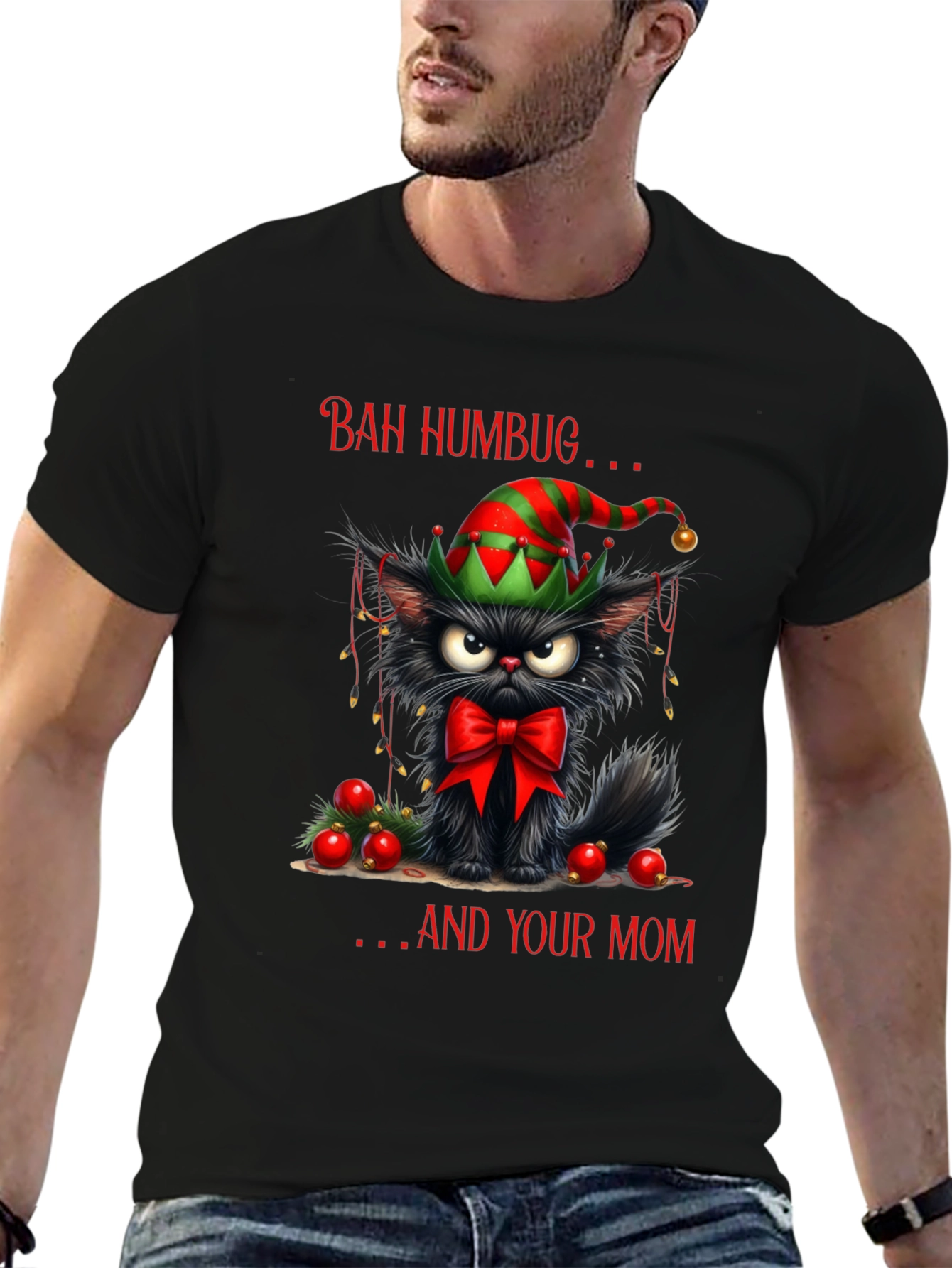 Bah Humbug Cat Christmas T-Shirt