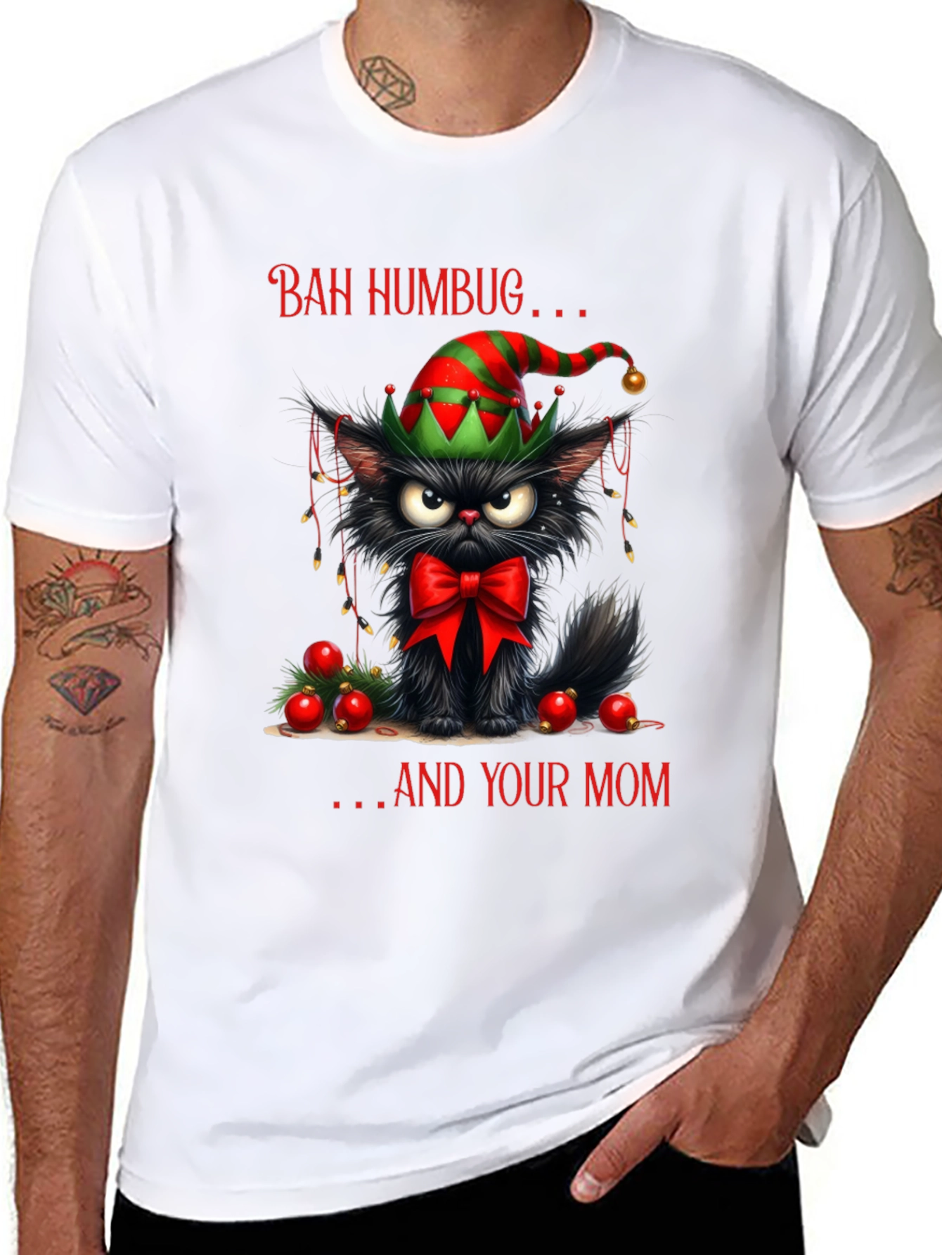 Bah Humbug Cat Christmas T-Shirt