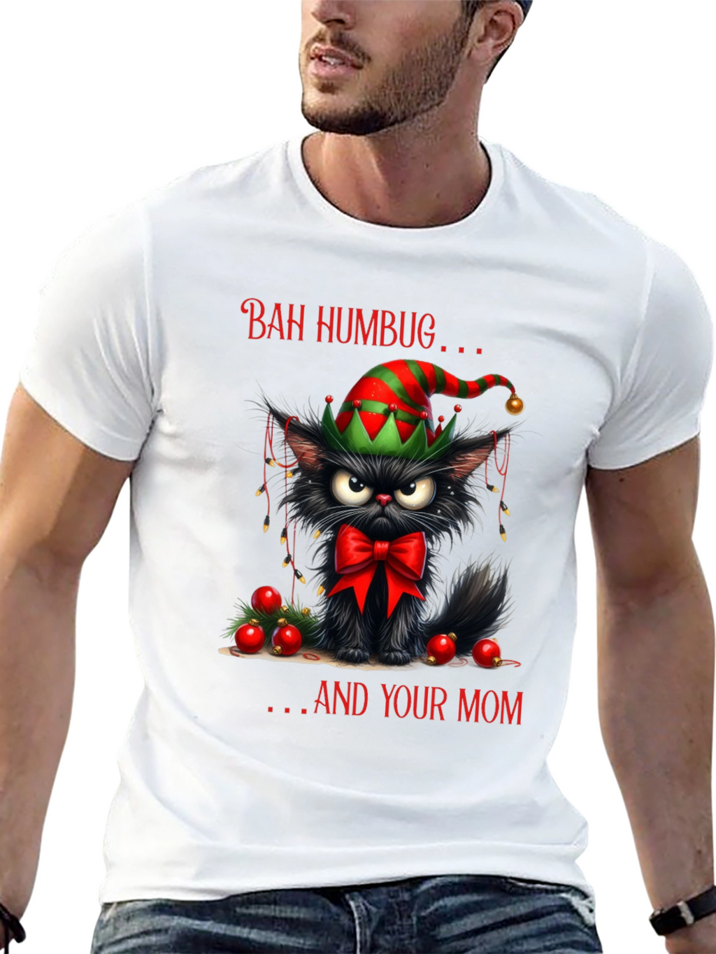 Bah Humbug Cat Christmas T-Shirt