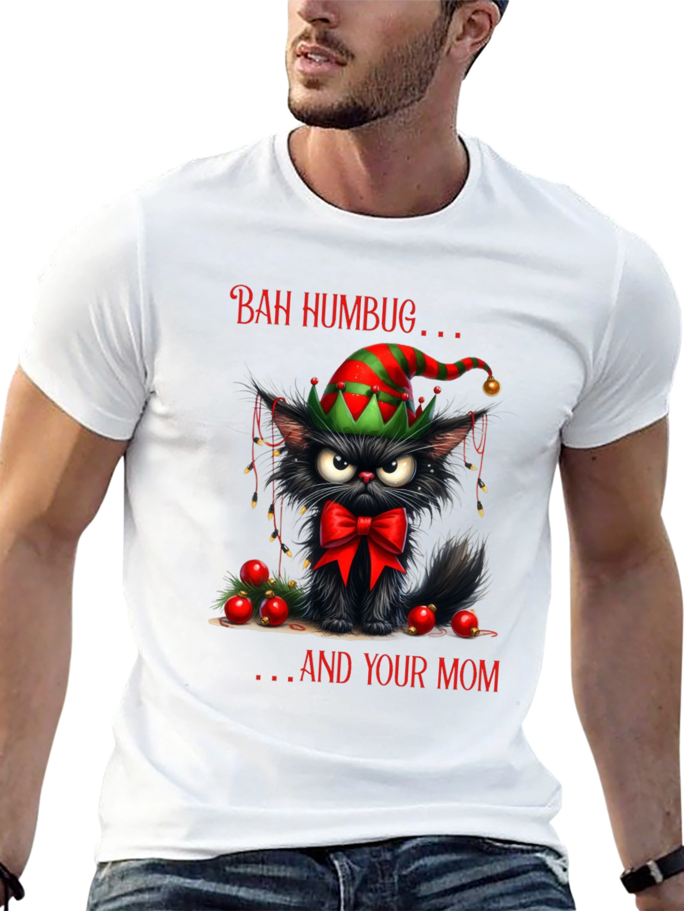 Bah Humbug Cat Christmas T-Shirt